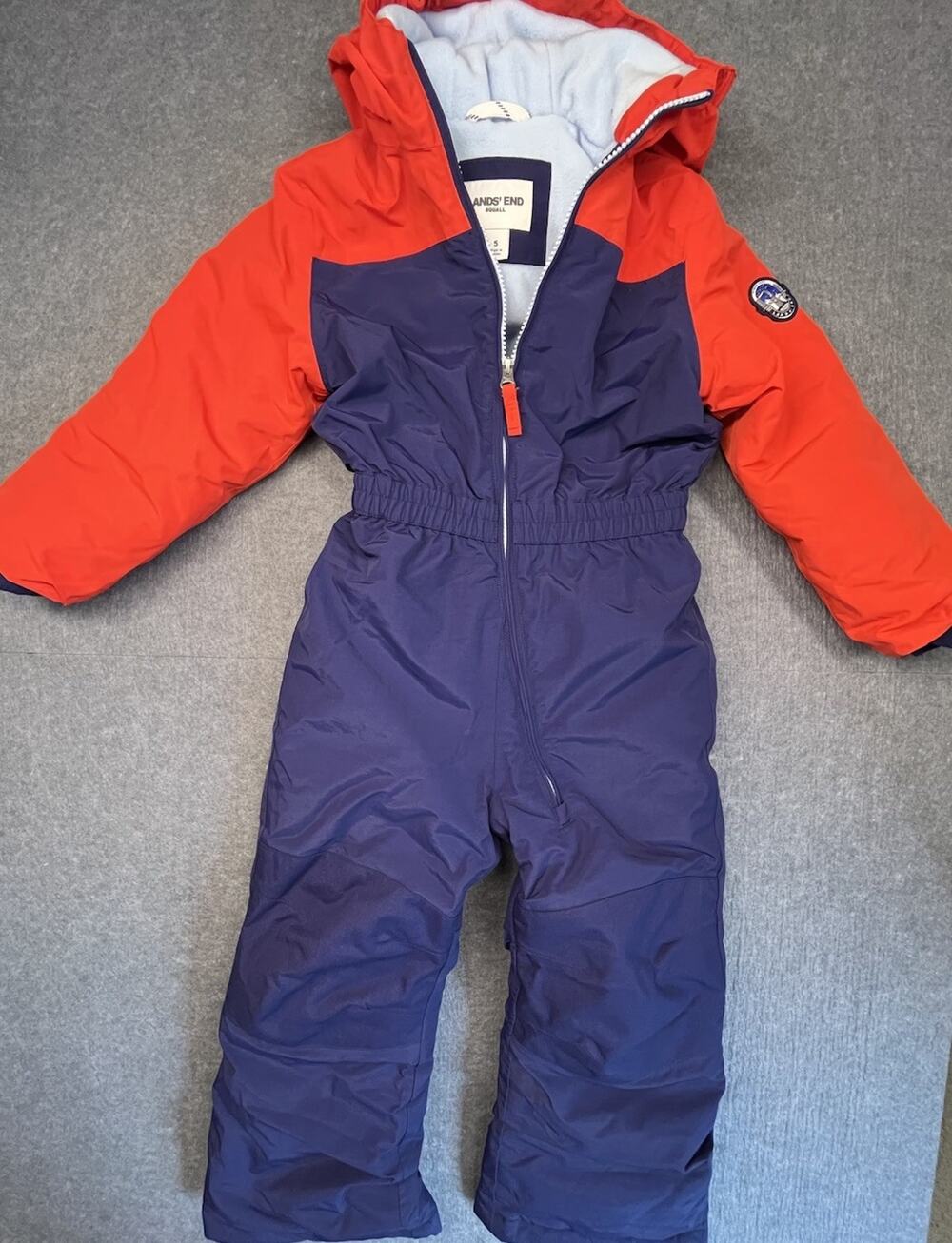 NWOT Lands’ End Squall Snowsuit Kids 5 Grow-A-Long Iron Knee Red Navy Hooded